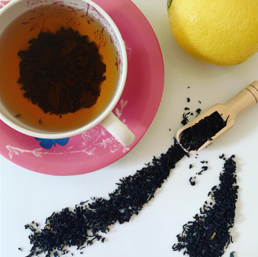 Loose leaf black tea and Lemon, brewing magical tea with intention.