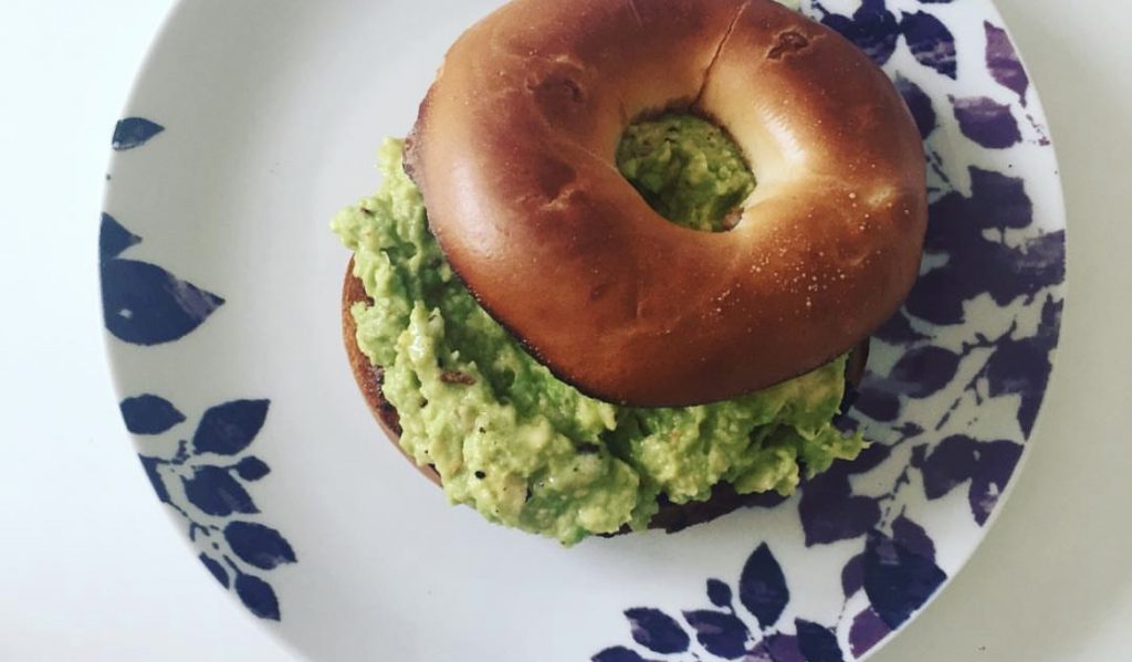 Mashed Avocado on Toasted Bagel