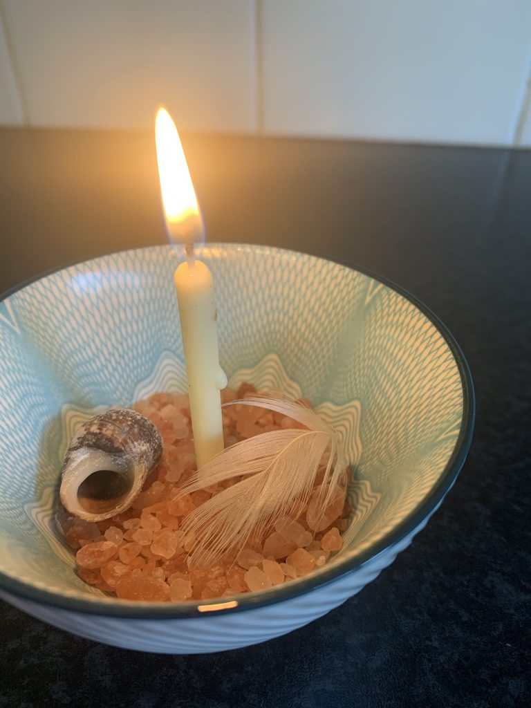 Mini altar in a bowl.