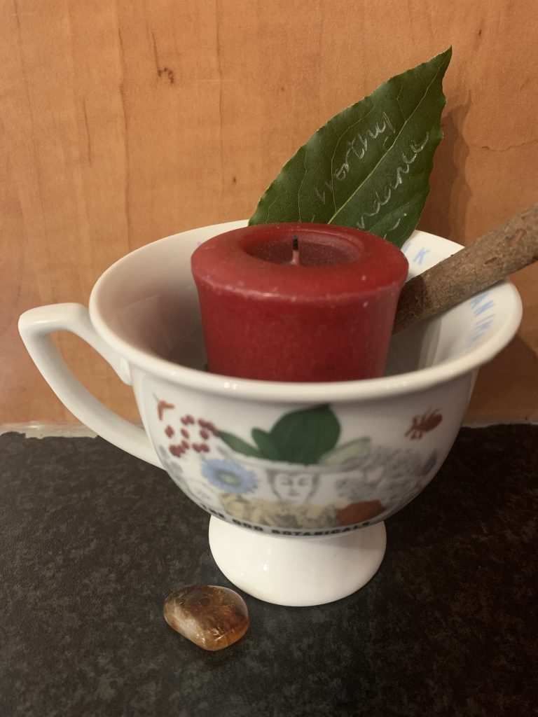 A tea cup altar