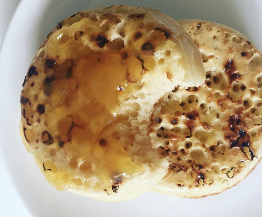 Lemon Curd on Crumpets