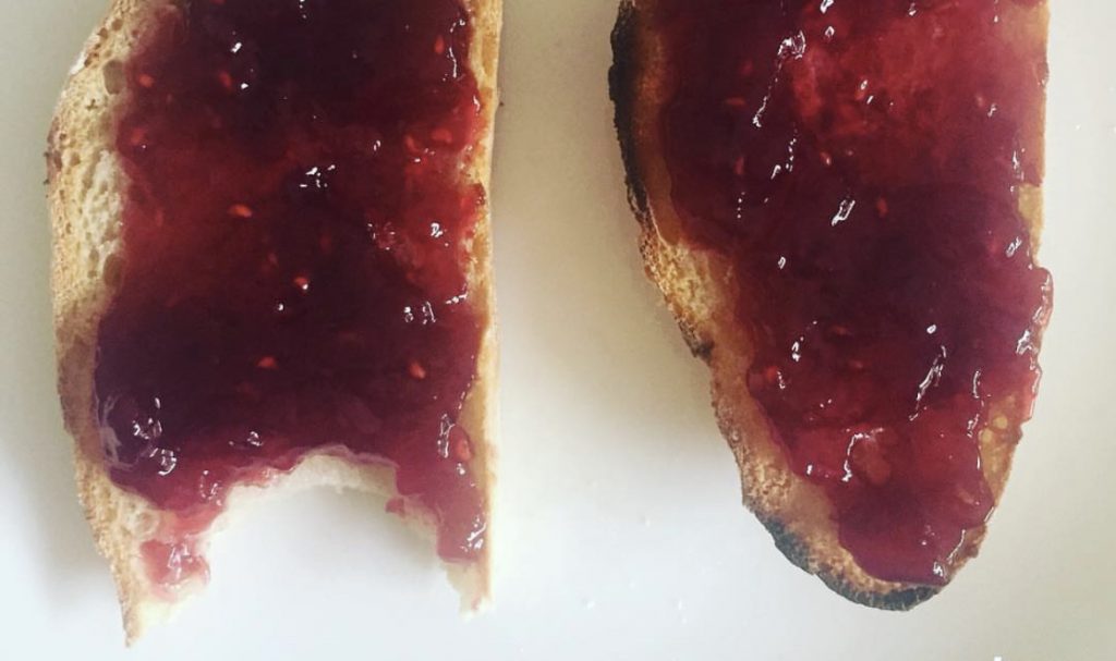 Raspberry Jam on Sourdough Toast