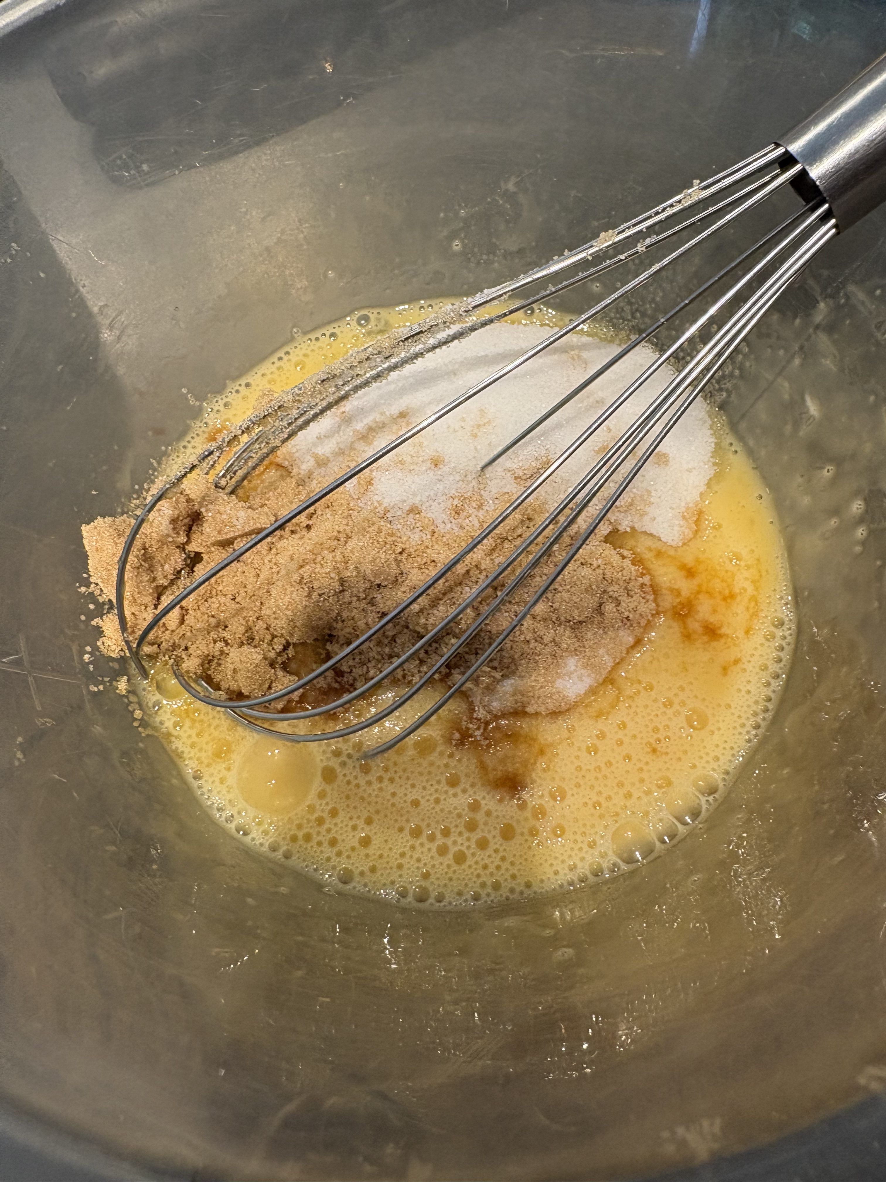 Making blondies - add sugar