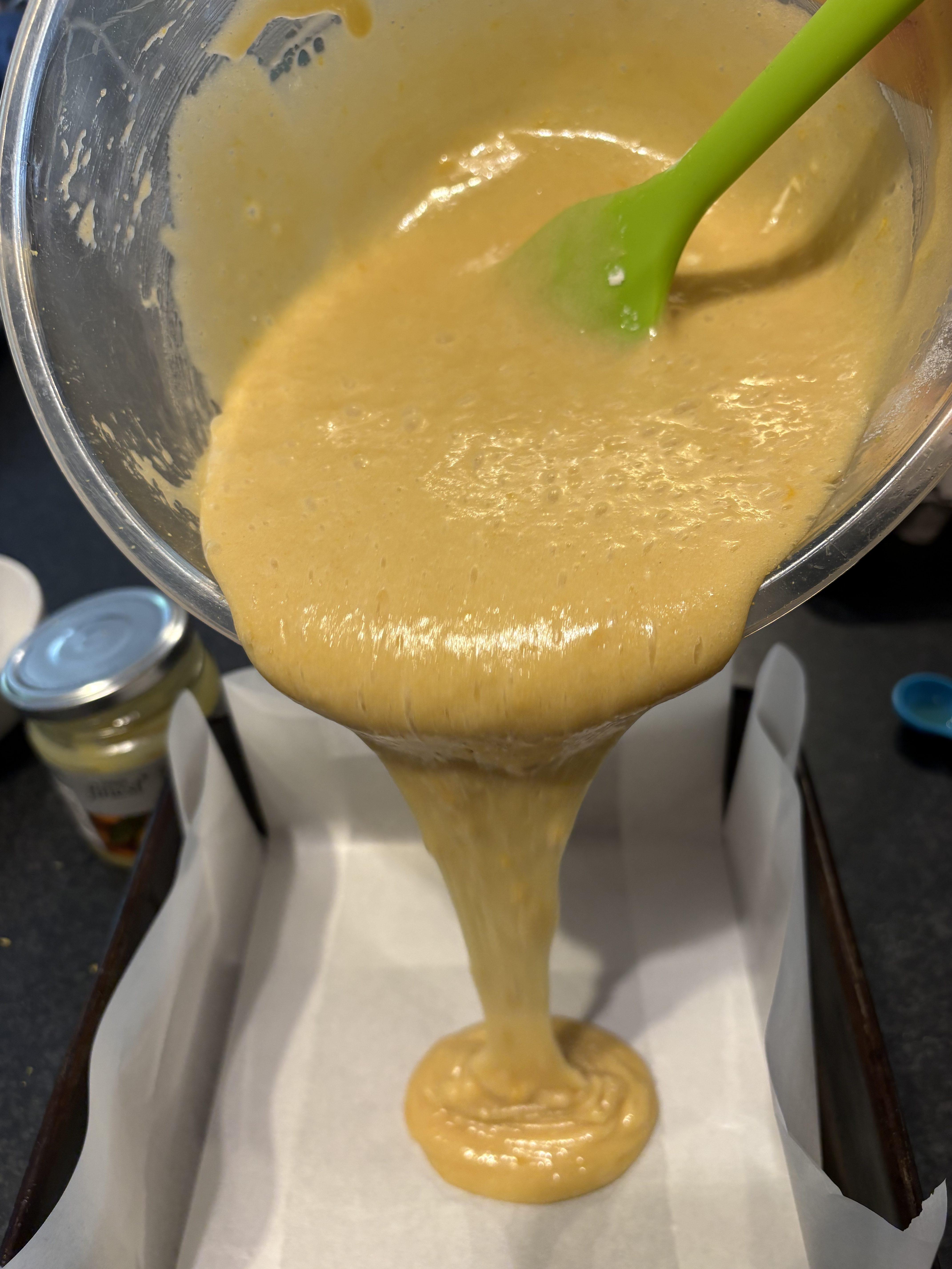 Making blondies - add better to tin