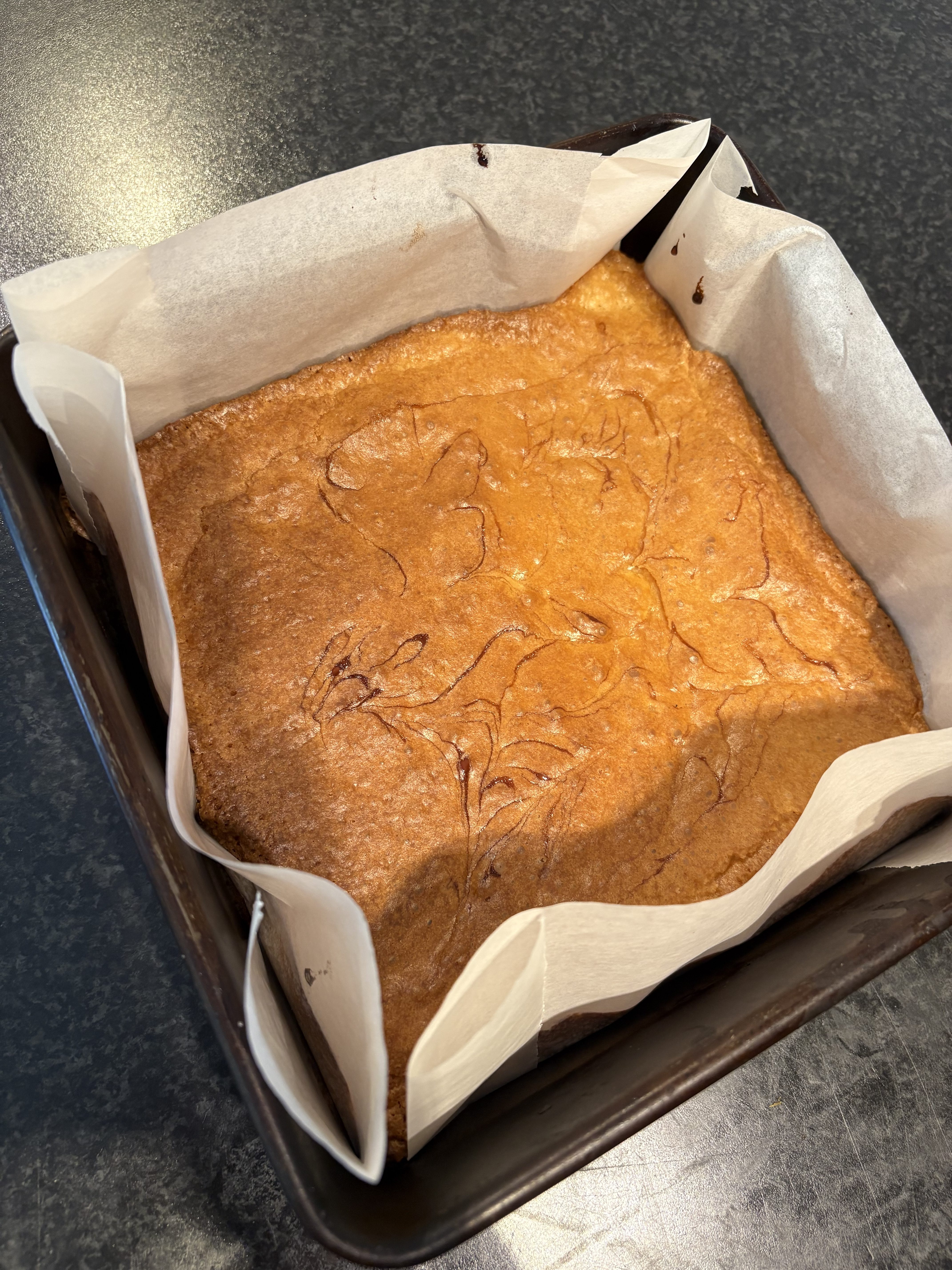Making blondies - Baked